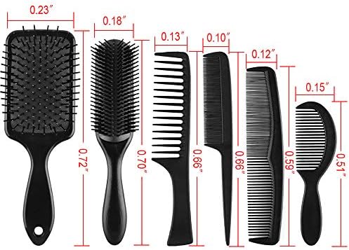 SIQUK 6 Pieces Hair Brush Comb Set Paddle Brush Detangle Hair Brush and Black Combs for Men and Women Wet, Dry, Curly and Straight Hair - Image 4