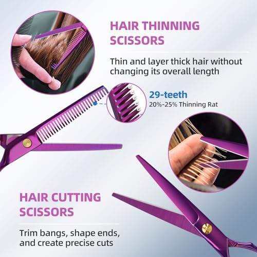 ETHTXE 9Pcs Professional Hair Scissors Set, Stainless Steel Barber Supplies - Image 4