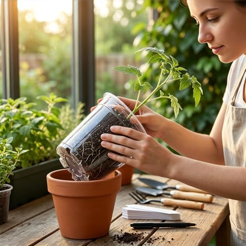 60 Pcs 5/6/7 Inch Clear Nursery Pots with Drainage, Plastic Pots for Plants - Image 6