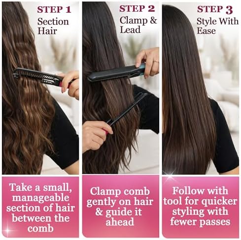 HerStyler Hair Straightening Comb for Flat Iron - Easy Styling & Parting - Image 2