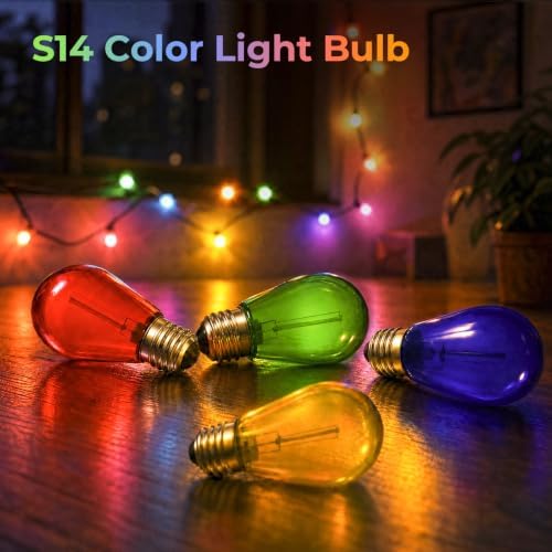 GvvooHome Colored Light Bulbs 48 Pack, S14 Bulbs for Outdoor String Lights - Image 6