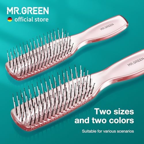 MR.GREEN Hair Brush Crystal Scalp Massage Combs Volumizing Hair Styling Fine Tooth Detangling Tool For Long Wet Dry Hair Women Gift (Pink, Small) - Image 5