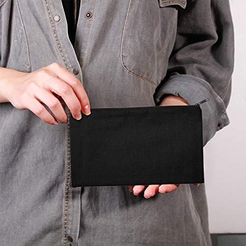 meekoo 16 Pcs Blank Canvas Zipper Pouch Pencil Bag Bulk, S, Black - Image 6