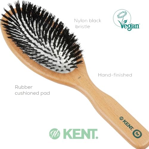 Kent V07 Vegan Boar Bristle Hair Brush, Large Organic Hair Brush for Smoothing and Boosting Shine, Eco Friendly Paddle Brush Ideal for All Hair Types - Image 4