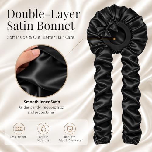 Bonnet for Braids Long Hair Double Layer Silk Satin Bonnet Bounce Curl Caps Women Sleeping Samurai Wrap Hair Hose Cap 2 in 1 - Image 3