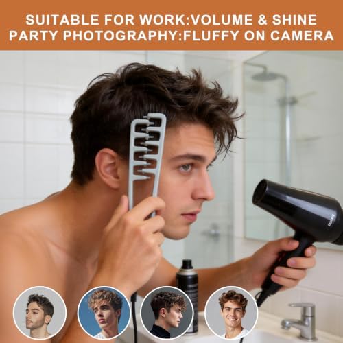 Men's Texture Comb, Wide-Toothed Root Lifter, Non-Slip for Volume Styling - Image 4
