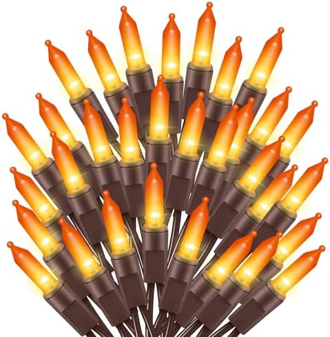 Ultra-Bright Connects End to End Orange Christmas Mini Lights 300L 63.8Ft(2Sets-Each 150L)UL Listed Incandescent Bulb String Light for Indoor Outdoor Halloween Home Garden Party Tree Decor by TWINGLEHOME