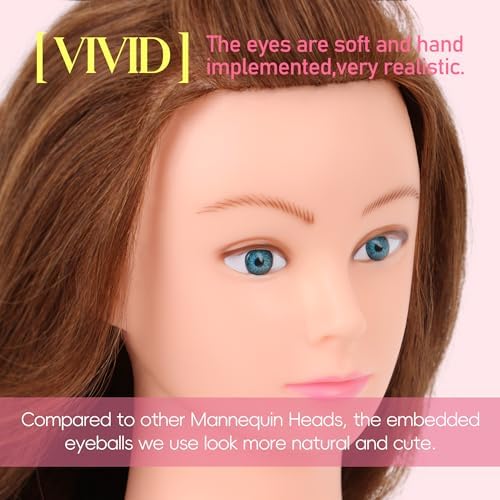 28" Mannequin Head 80% Human Hair Styling Practice with Clamp & Tools (613) - Image 3