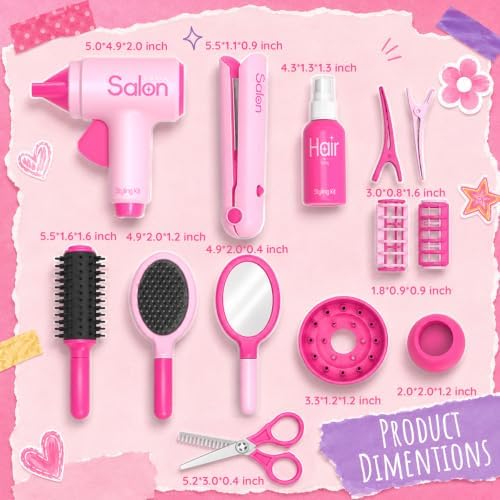Pretend Play Hair Salon Toys, Kids Hair Styling Set for Girls 3 4 5 6 7 8 - Image 3