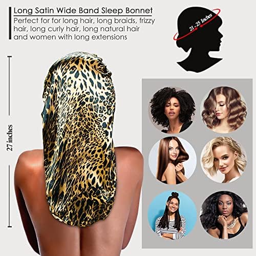 2 Pieces Long Silky Satin Sleep Bonnet for Curly Hair, Long Dreadlocks and Braids Hair Bonnets for Hair Care - Image 3