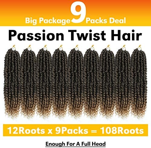 Passion Twist Hair 12 Inch Passion Twist Crochet Hair 9Packs Crochet Hair for Black Women Pretwisted Crochet Twists Hair Pre Looped T27 - Image 5