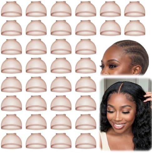 36 PCS Non Slip HD Wig Cap for Bald Cap Method, Dark Brown by Z-CHARMMY