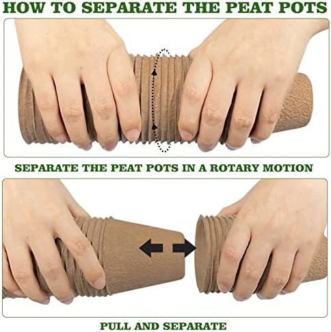 INCIKITI 40Pcs 3.15 Inch Peat Pots, Biodegradable Eco-Friendly Round Plant Seedling Starters Kit, Seed Germination Trays with 10 Labels for Flower Vegetable Tomato Saplings & Herb Germination, Khaki - Image 5
