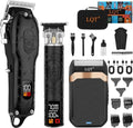 Professional Hair Clipper Set for Men Electric Shaver Razor Cordless Hair Cutting Barber Clippers Beard Trimmer Men’s Grooming Kit Gifts for him (Black) by LQT