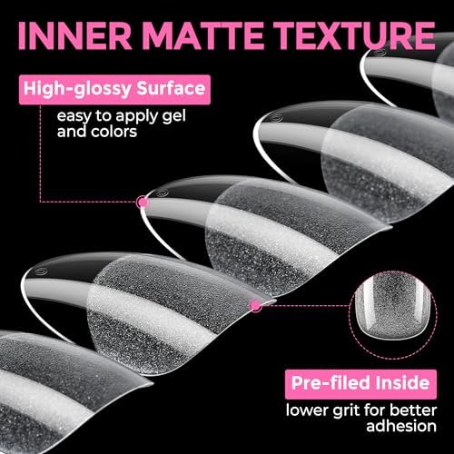 UNA GELLA Medium Oval Nail Tips 216pcs in 12 Sizes, Round Soft Gel Tips - Image 7