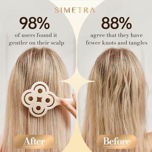 Simetra Detangler Hair Brush for Woman and Men, Original Detangling Brush for Curly Hair/Fine &Thick/Wet & Dry Hair, Flexible Bristles Hairbrush - Natural Crystal Inlay & 14K Gold Plating - Image 6