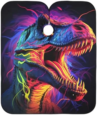 ALAZA Neon Dinosaur Barber Cape for Men Women, Waterproof Haircut Apron Beard Shaving Bib Hair Cutting Cloth 55 x 65 Inch by ALAZA