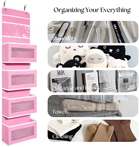 GCreation Over Door Organizer for Bedroom Bathroom Pantry, 5 Shelf Pink - Image 6