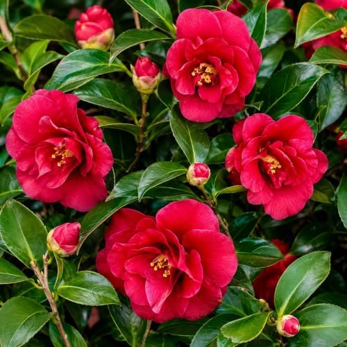 October Magic Ruby Camellia Shrub - 16-22" Tall Live Plant - 3 Gallon Pot by Unknown