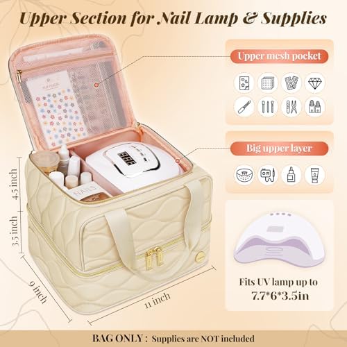 YOREPEK 2 Layer Nail Polish Organizer Case for 42+ Bottles (15ml/0.5 fl.oz) - Image 4