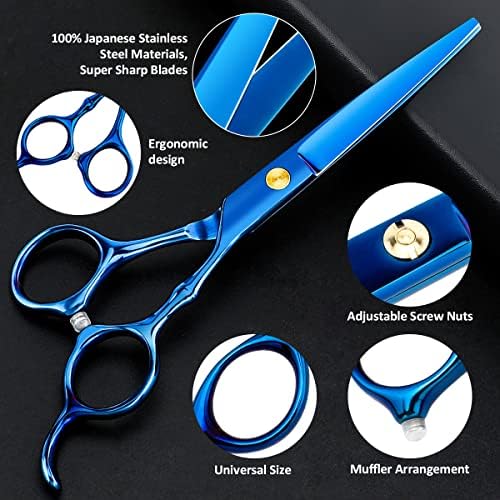 6.89 inch Hair Cutting Scissors Set With Thinning Knife - Blue - Image 2