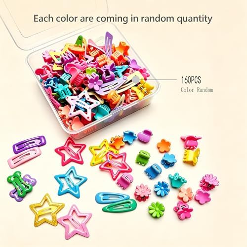 Soft Elastic Hair Ties，Colorful Hair Bobbles for Girls, Multicolor Hair Accessories Set with Hair Tail Tools & Cute Mini Hair Clips (Jumbo Pack(160PCS)) - Image 2