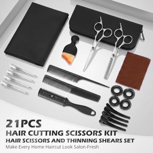21Pcs 440C Hair Cutting Scissors Kit, Hair Scissors & Thinning Scissors Set - Image 6