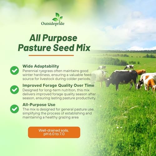Outsidepride All-Purpose Pasture Seed Mix - 50 lb. Perennial, Drought-Tolerant & Fast-Growing, Pasture Seeds for Planting Abundant Forage Grass & Clover, Great for Grazing Livestock & Hay Production - Image 4