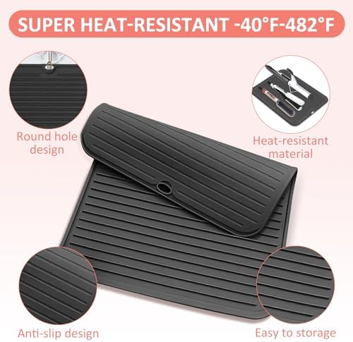 Large Heat Resistant Silicone Mat for Hair Tools: Curling Iron, Flat Iron, Hair Straightener - Portable Hair Styling Pad Cover - Image 3
