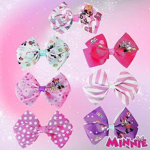 Disney Minnie Mouse Hair Bows - Hair Accessories Gift Set - Minnie Hair Bow - 7 Pcs 4 Inch Bundle - Hair Bows for Girls - Minnie on each clip - Alligator Clip - Ages 3 + - Image 5