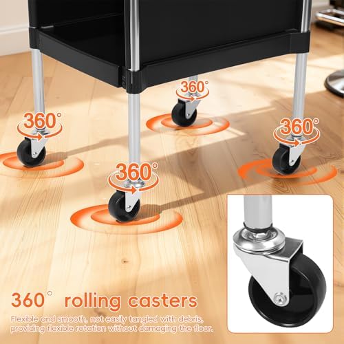 Salon Cart, 6-Tier Salon Trolley Cart with Wheels, Rolling Hair Salon-Organizer Station with 4 Casters, Beauty Salon-Equipment Storage for Stylist, Barber, 14.6" x 20.5" x 35.5" Black Oversi - Image 3
