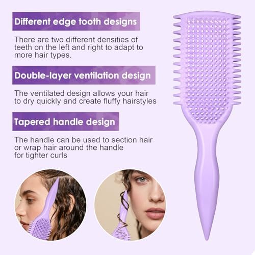 Curl Defining & Detangling Brush – Dual-Vented Curly Hair Brush for Wet & Dry Hair with Flexible Bristles – Reduces Frizz & Smooths Knots – For All Hair Types & Users (Pink) - Image 4