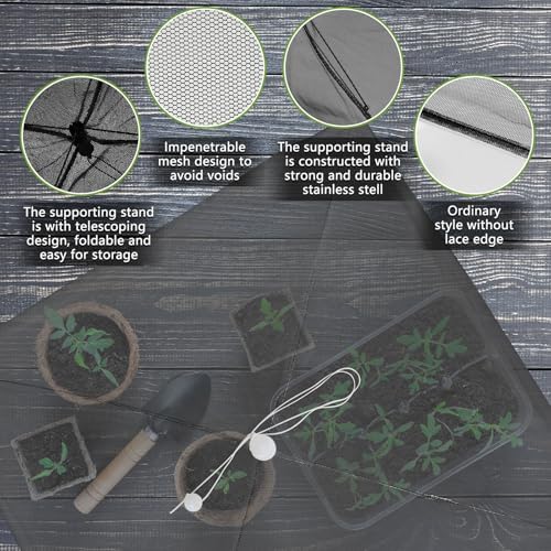 Sawysine 4 Pack Mesh Plant Cover Dome Tent Protector,17 X 17 Inch,Black - Image 6