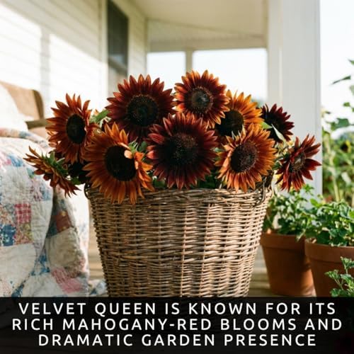 50 Velvet Queen Sunflower Seeds | Burgundy Red Flower Seeds for Planting - Image 6