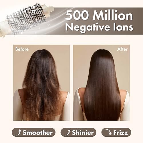 6-in-1 Hot Air Multi-Styler with Case, Hair Dryer & Blow Dryer Thermal Round Brush, Auto-Wrap Curler & Straightener, Fast Drying & Negative Ion Styling for Smooth Frizz-Free Blowouts (Crème) - Image 6