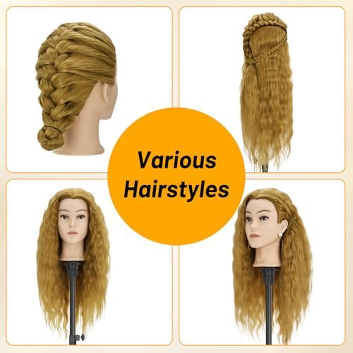 24" Mannequin Head with Hair for Hairdressing Training and Hair Styling - Image 4