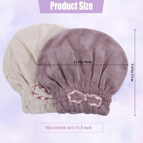 Hair Towels, 2 Pack, Purple and Khaki, 9.8 x 11.8 Inch - Image 2