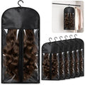 6Pcs Wig Storage Bags - with Hanger Extra Long Hair Extension Holder Carrier Case for Multiple Wigs Closet Organization Travel Salon Use Black by Unknown