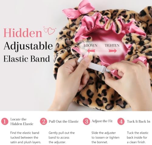 Plush Satin Bonnet for Sleeping with Bow, Cozy Winter Bonnet - Image 4