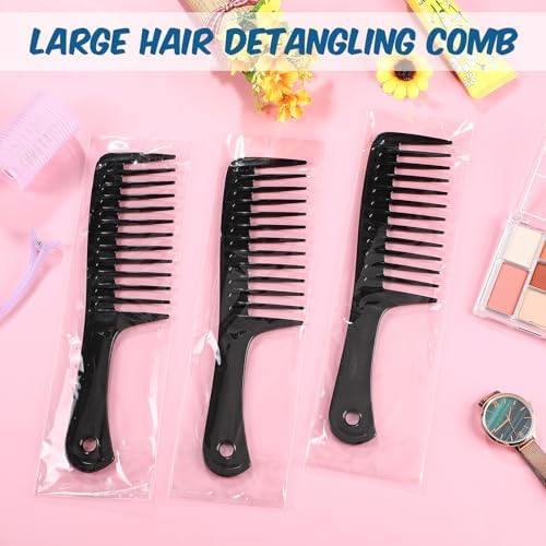 Baderke 50 Pcs Black Wide Tooth Comb for Women Men Individually Wrapped - Image 4