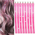 Hair Tinsel 8 Packs 1600 Strands 50 Inch Tinsel Hair Extensions Deep Rose Red Heat Resistant Glitter Sparkling Shinny Fairy Hair Accessories for Women(Deep Rose Red, 50Inch) by Sala