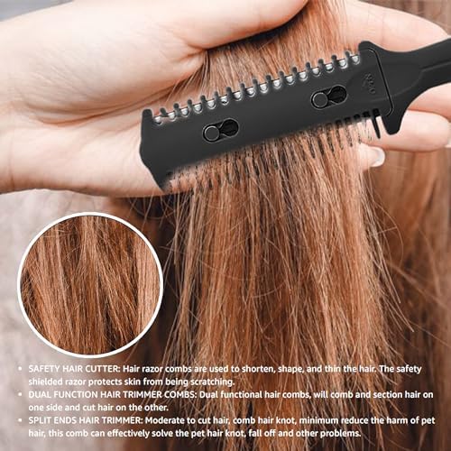 Soft 'N Style 3 Pack Double Sided Comb and Trimmer - Hair Razor Scissors, Split Ends Styler for Thin and Thick Cutting (Black) - Image 7