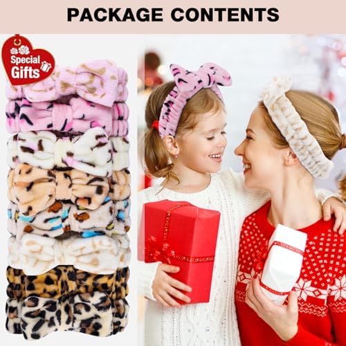 YOOVR 8pcs Spa Headband, Stocking Stuffers for Teen Girls Women (Leopard) - Image 3