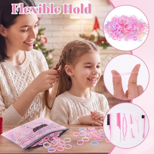 1500 Mini Hair Elastics with 10 Tools, Macaron Colors - Image 6