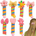 YONOY Colorful Telephone Wire Hair Bands for Kids, 7 Pcs Bowknot Braided Spiral Hair Ties, Ponytail Cord Hair Ties for Girls, No Damage Hair Elastics by YONOY
