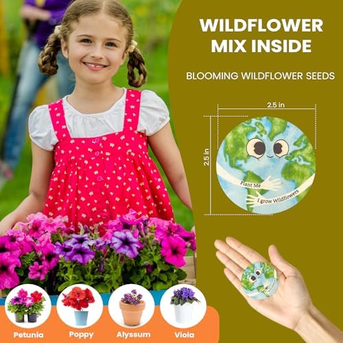 25 Plantable Seed Paper Earth Day Cards- Embedded with Wildflower Seeds, Earth Day Gift Decoration, Kids Craft, Educational Garden Party Favor, School Crafts, Easter Egg Filler- 2.5 inch Circles - Image 3