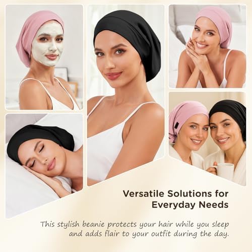 2Pcs Satin Lined Bonnet for Sleeping for Women Men - Image 6