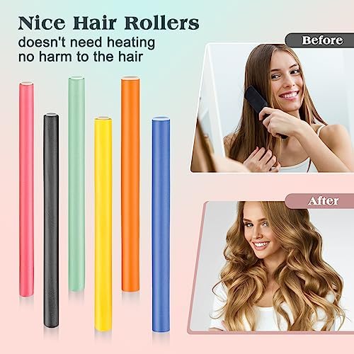 Heatless Hair Curler Set - 30 Flexible Overnight Blowout Rods, Soft Rollers for Long Hair (Small Size) - Image 3