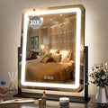 FENNIO Vanity Mirror with Lights 19"x22" - LED Lighted Makeup Mirror,Large Makeup Mirror with Lights,Touch Screen with 3-Color Lighting,Led Mirror Makeup,Dimmable, for Vanity Desk Tabletop, Bedroom by FENNIOLEDMIRRORS