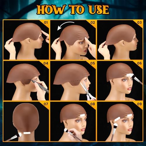 Syhood 2 Pcs Bald Caps Halloween Latex Bald Cap - Image 6